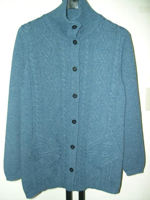 針織開襟外套--藍