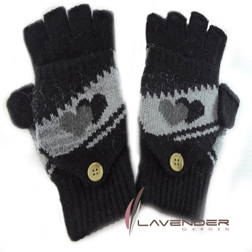 Lavender半指戴帽手套