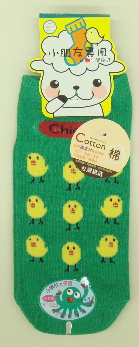 膠印提花直版童襪 