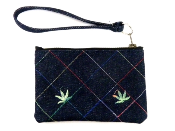 高級牛仔布刺繡五吋拉鍊零錢包系列(一)