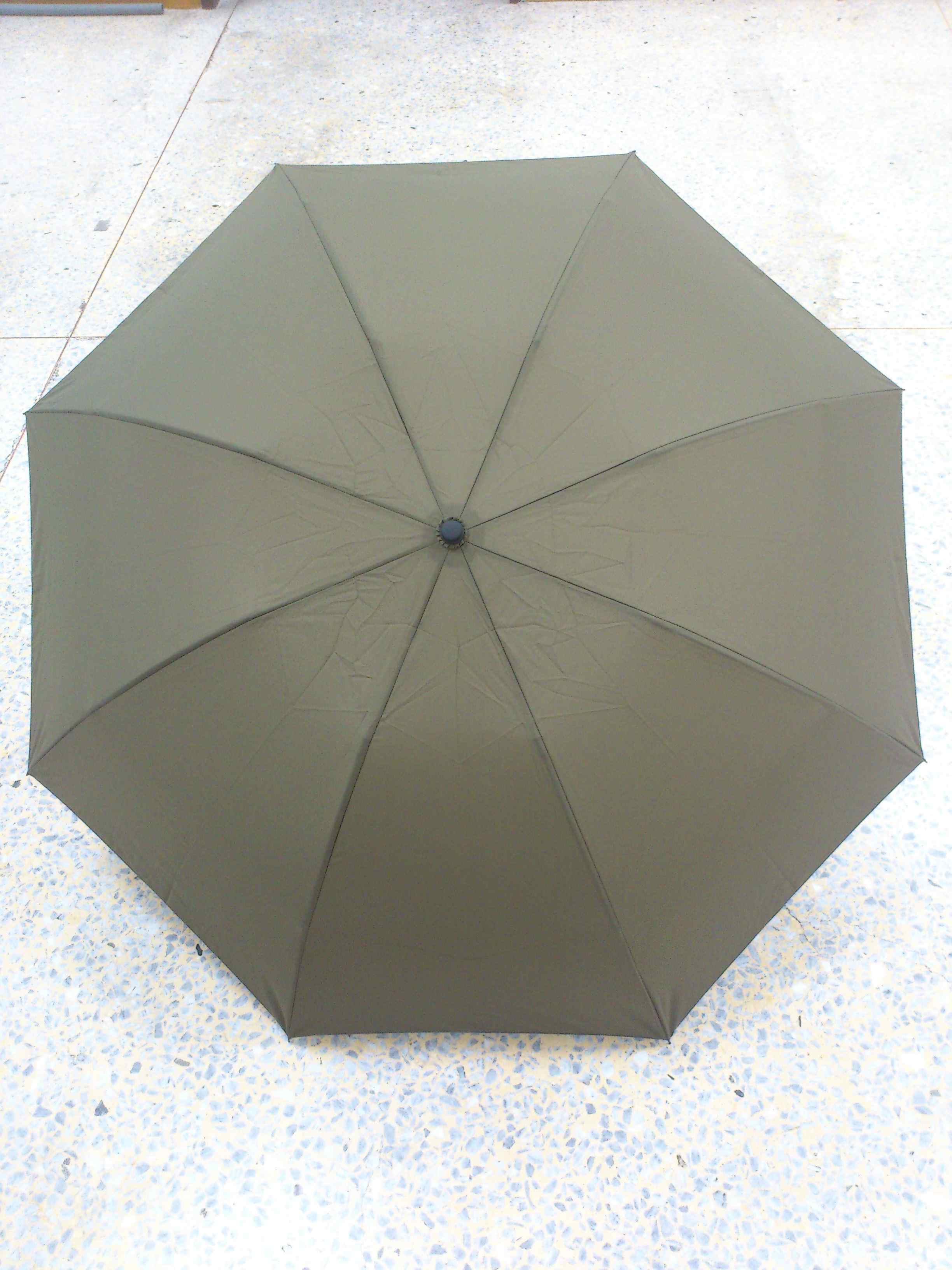 三折手開晴雨兩用傘橄欖綠