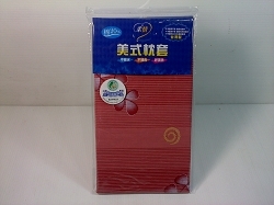 薄枕套 條紋串串葉-紅