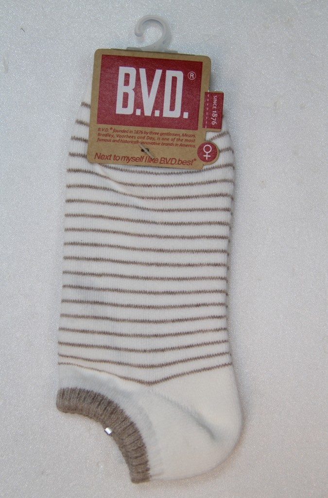 BVD條紋毛巾底女踝襪