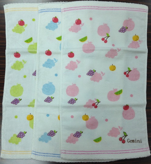 水果剪絨印花童巾
