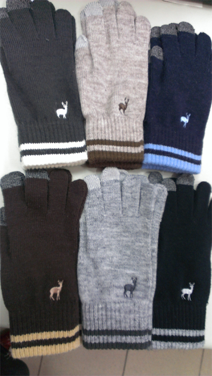 男士刺繡麋鹿雙觸控單層手套