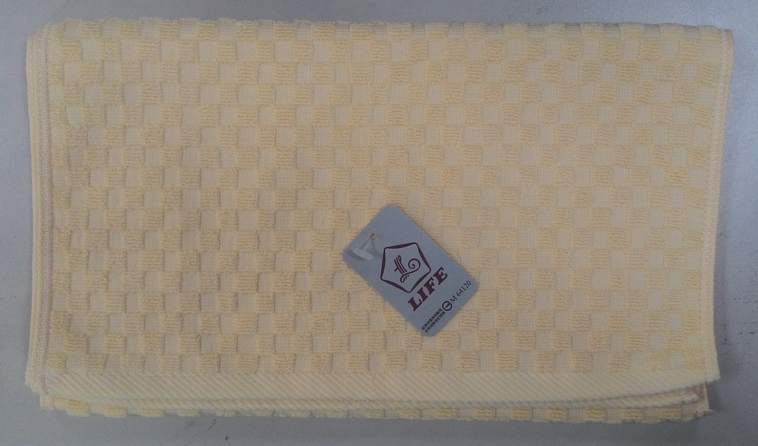 方格凹凸素色毛巾