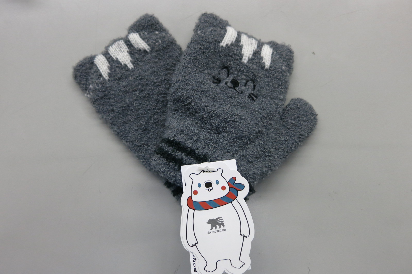 童刺繡快樂貓兩指手套