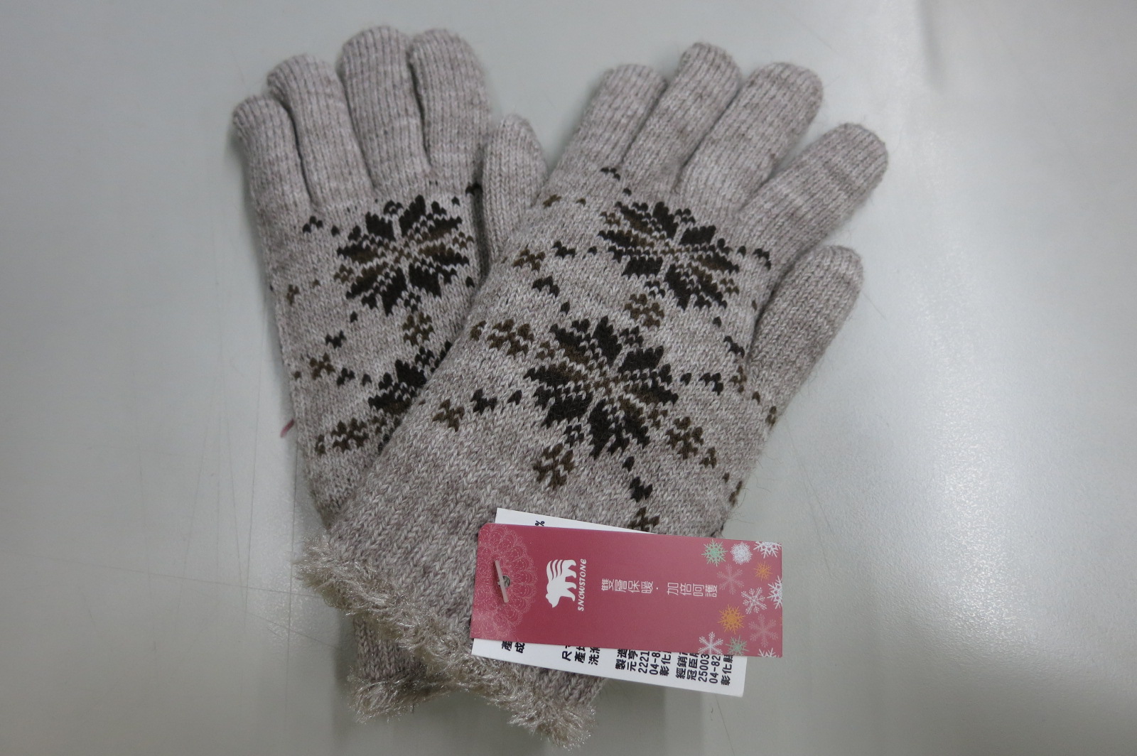 女士飄飄雪花雙層手套
