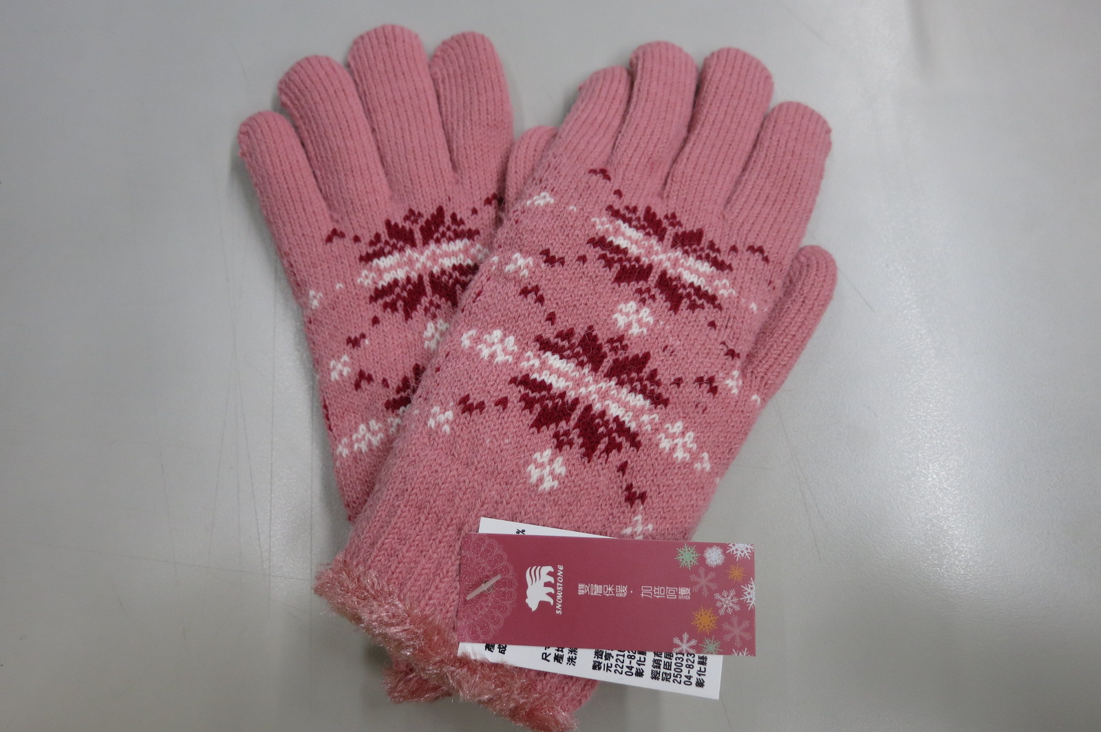 女士飄飄雪花雙層手套