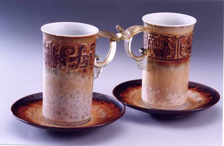裝飾陶瓷-其它裝飾陳設陶瓷製品 - 茶末龍鳳合歡杯