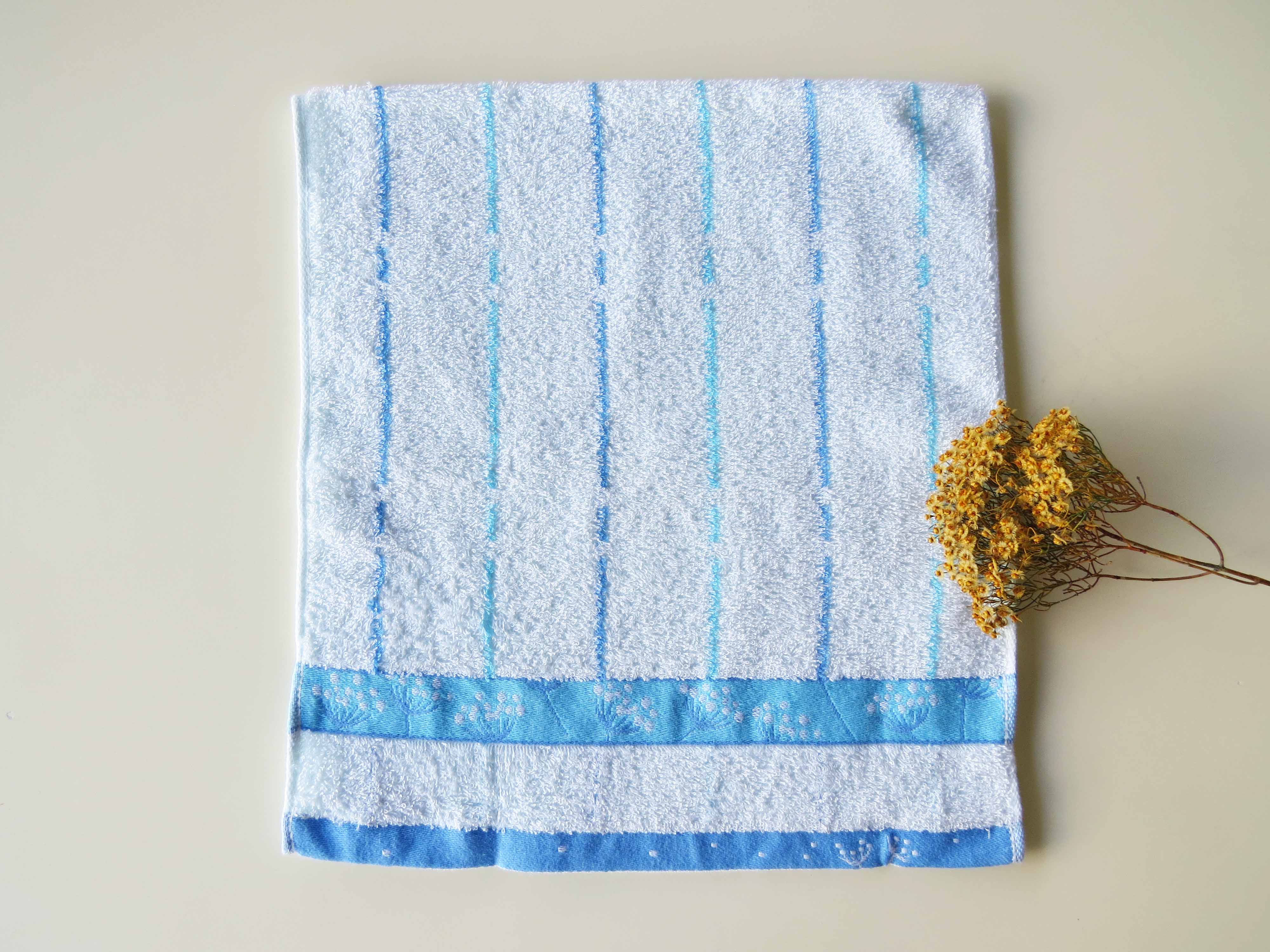 蒲公英提花彩條毛巾