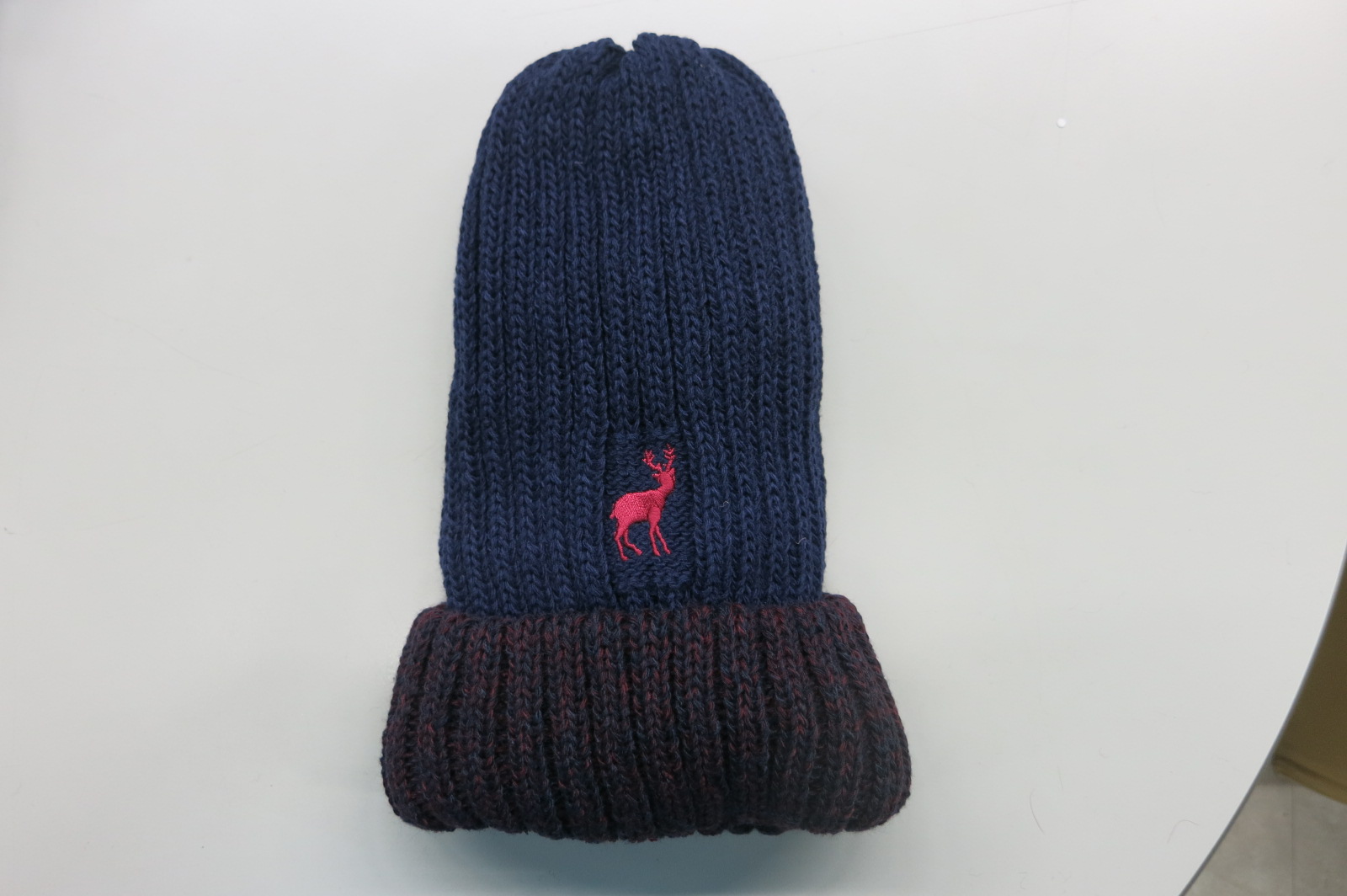 英國風彩條麋鹿刺繡反摺帽