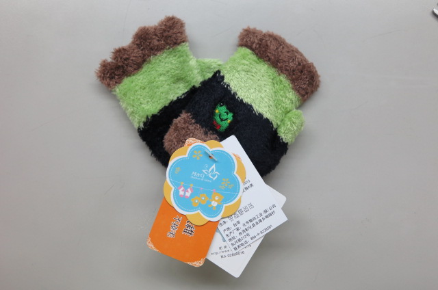 動物派對羽毛萊卡半手套指加刺繡