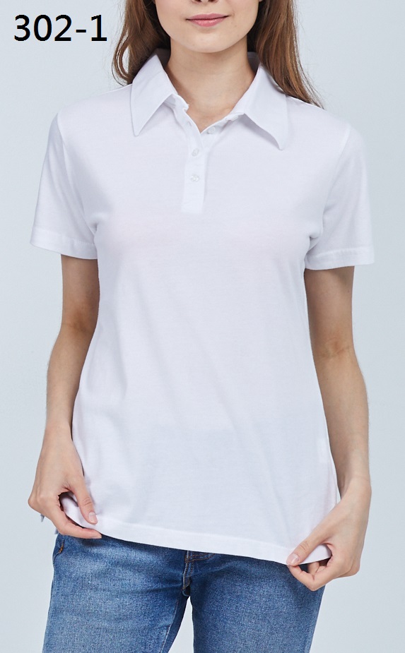 女(白)素面水洗棉製polo衫