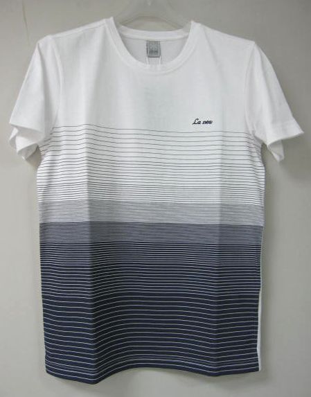 La new 男冰肤 條紋T-shirt-丈青