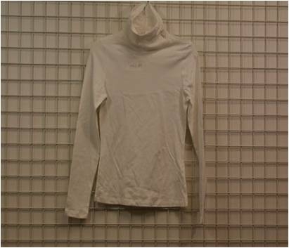 高領抽皺長袖內搭女T- 象牙白