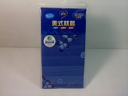 薄枕套 條紋串串葉-藍