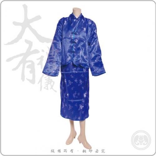梅竹菊旗袍外套-藍白