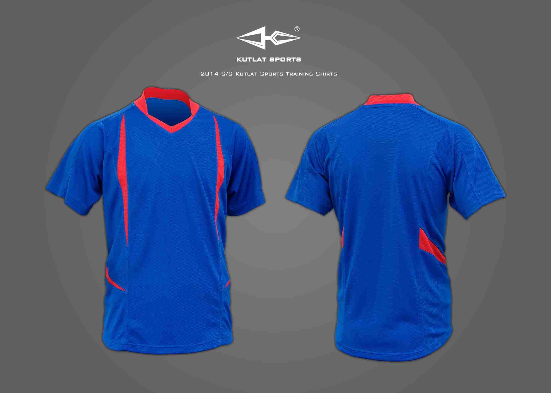 運動排汗T-shirt-寶藍/紅
