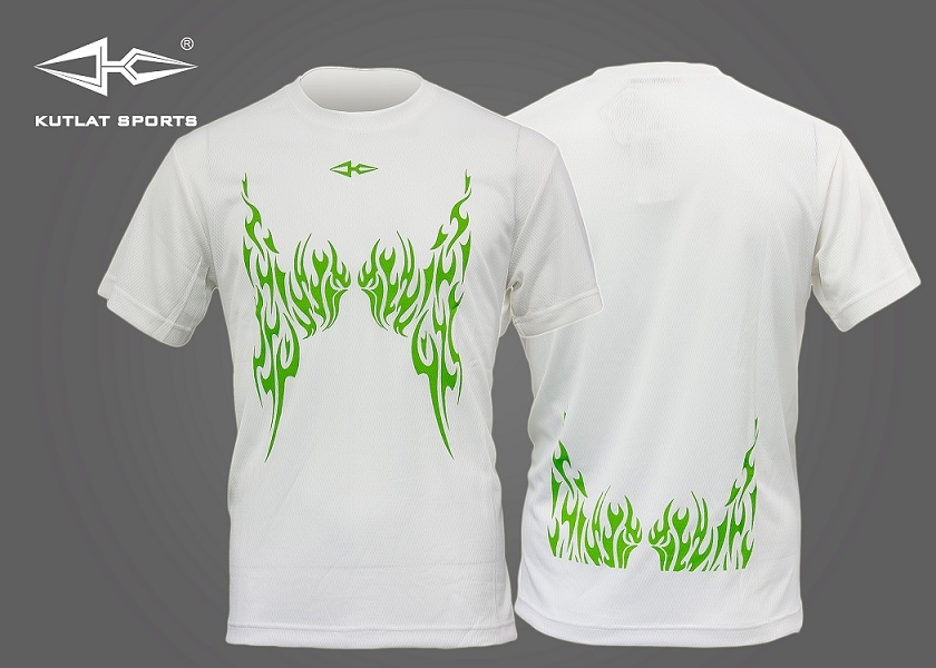 運動排汗T-shirt-白色/綠