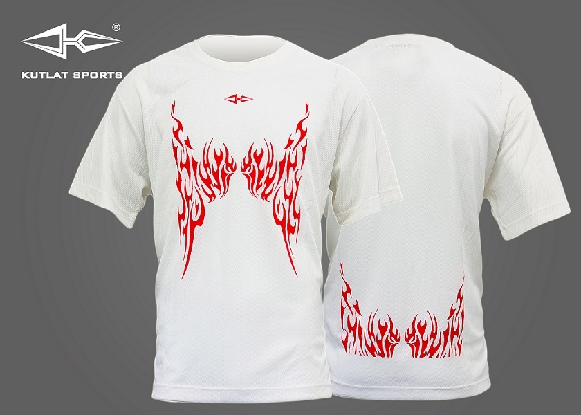 運動排汗T-shirt-白色/紅