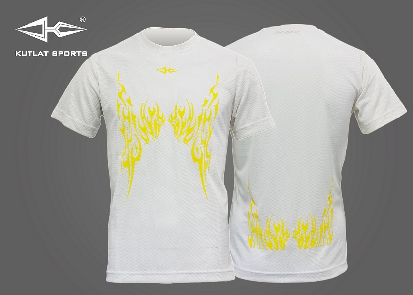 運動排汗T-shirt-白色/黃