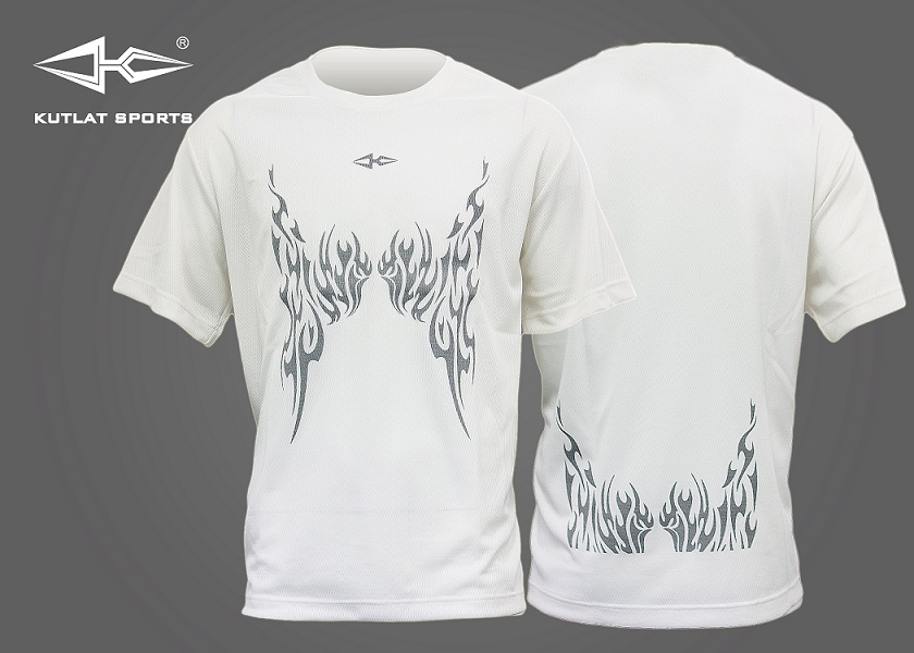 運動排汗T-shirt-白色/灰