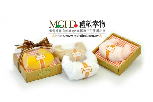 方巾 牛角可頌麵包-牛奶-白