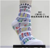 精梳棉跳躍音符襪
