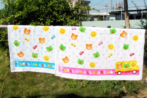 動物明星絨面包巾-藍