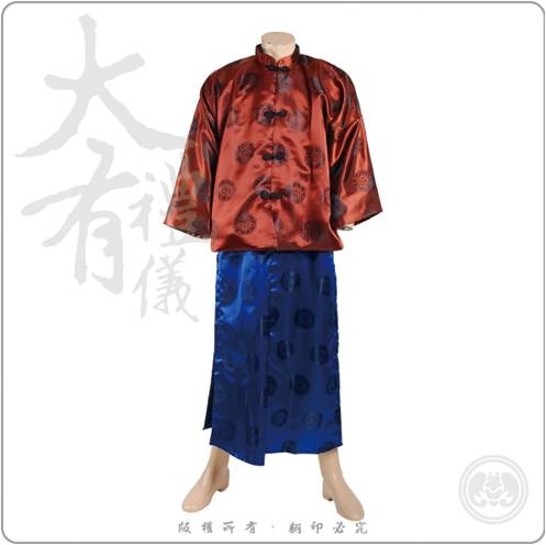 中圓壽長袍馬褂-咖啡