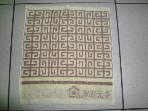 紋條方巾-咖