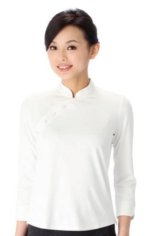 休閒衫-立領斜肩(女)2A23P-白