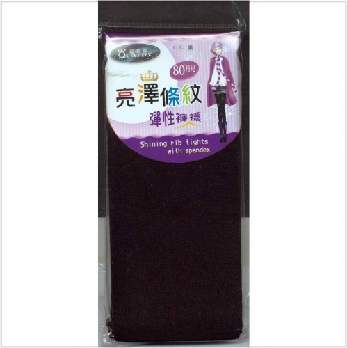 亮澤條紋彈性褲襪