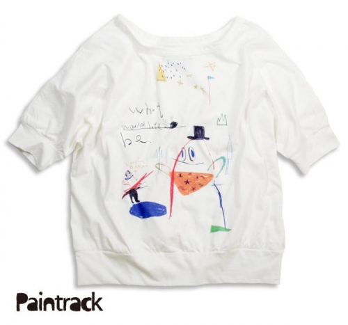 09秋冬寬版五分袖棉T-shirt--Ra Ra S'Va (白色)