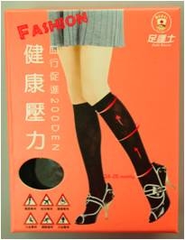 200D花紋半統襪-黑