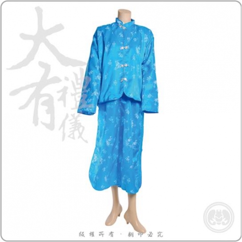 梅竹菊旗袍外套-水藍