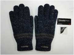 針織雙層羅紋男裝手套加LYCRA + 3M FX40保溫棉 + 黑色彈性T/R布