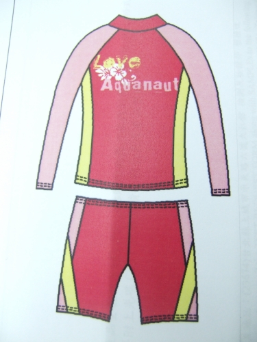 女童2件式長袖泳衣