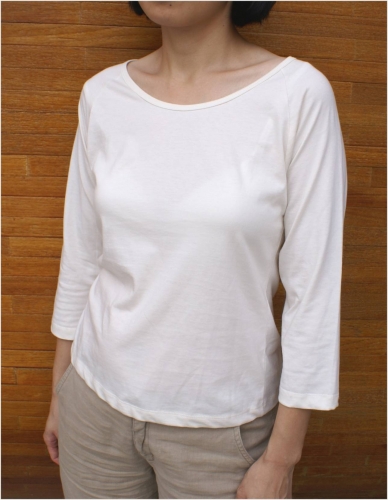 仕女船領七分袖T恤S