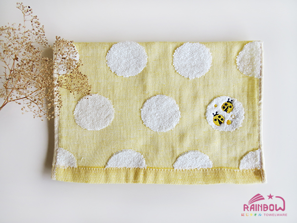 圓點點紗布提花刺繡童巾(無撚紗)