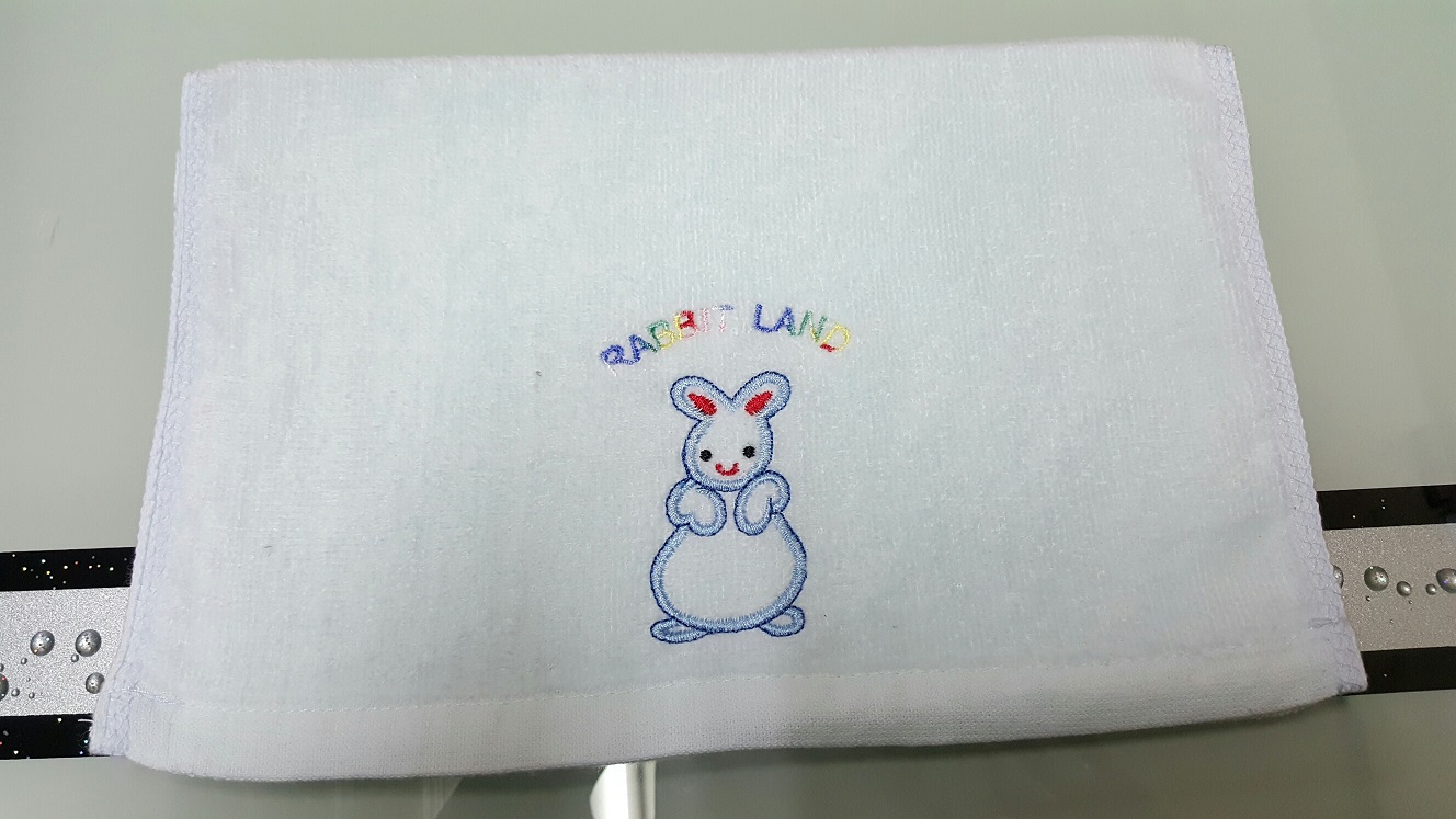 刺繡小白兔童巾