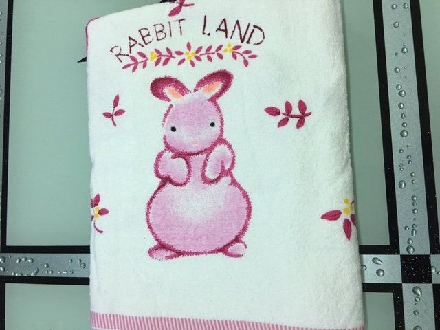 可愛小白兔印花浴巾
