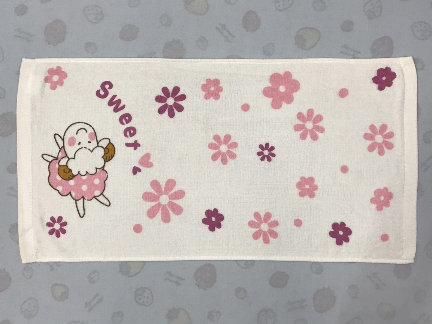甜蜜羊印花紗布童巾