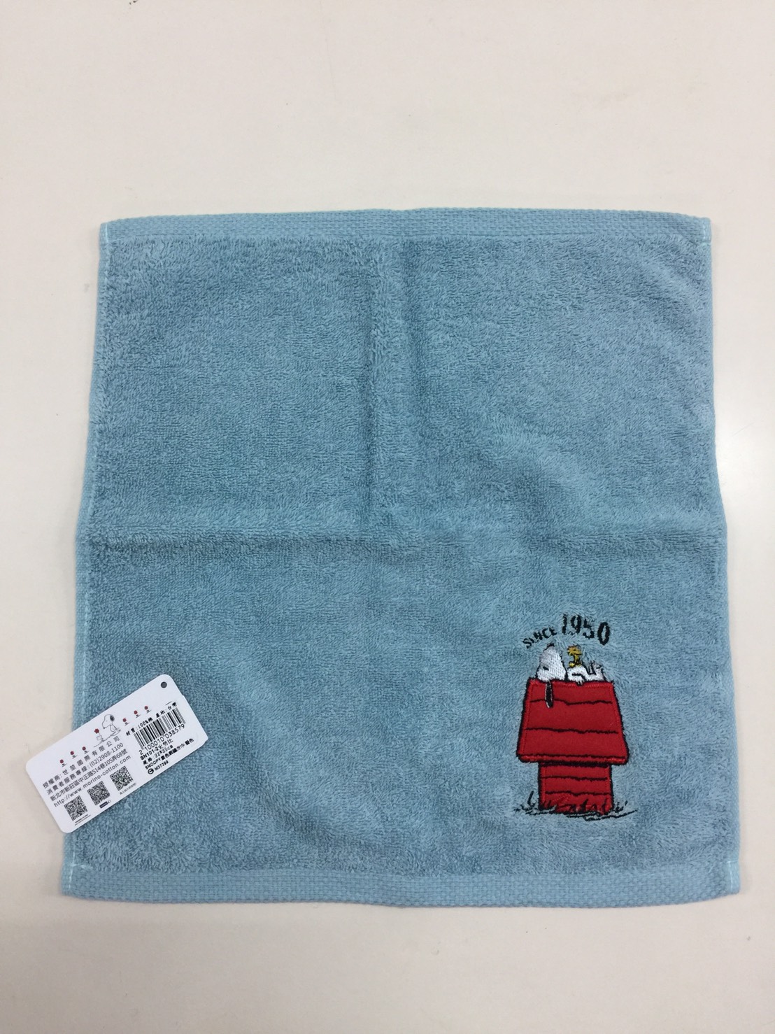 SN101-2SNOOPY素色刺繡方巾-史努比