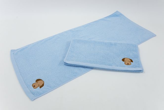 動物家族繡花毛巾