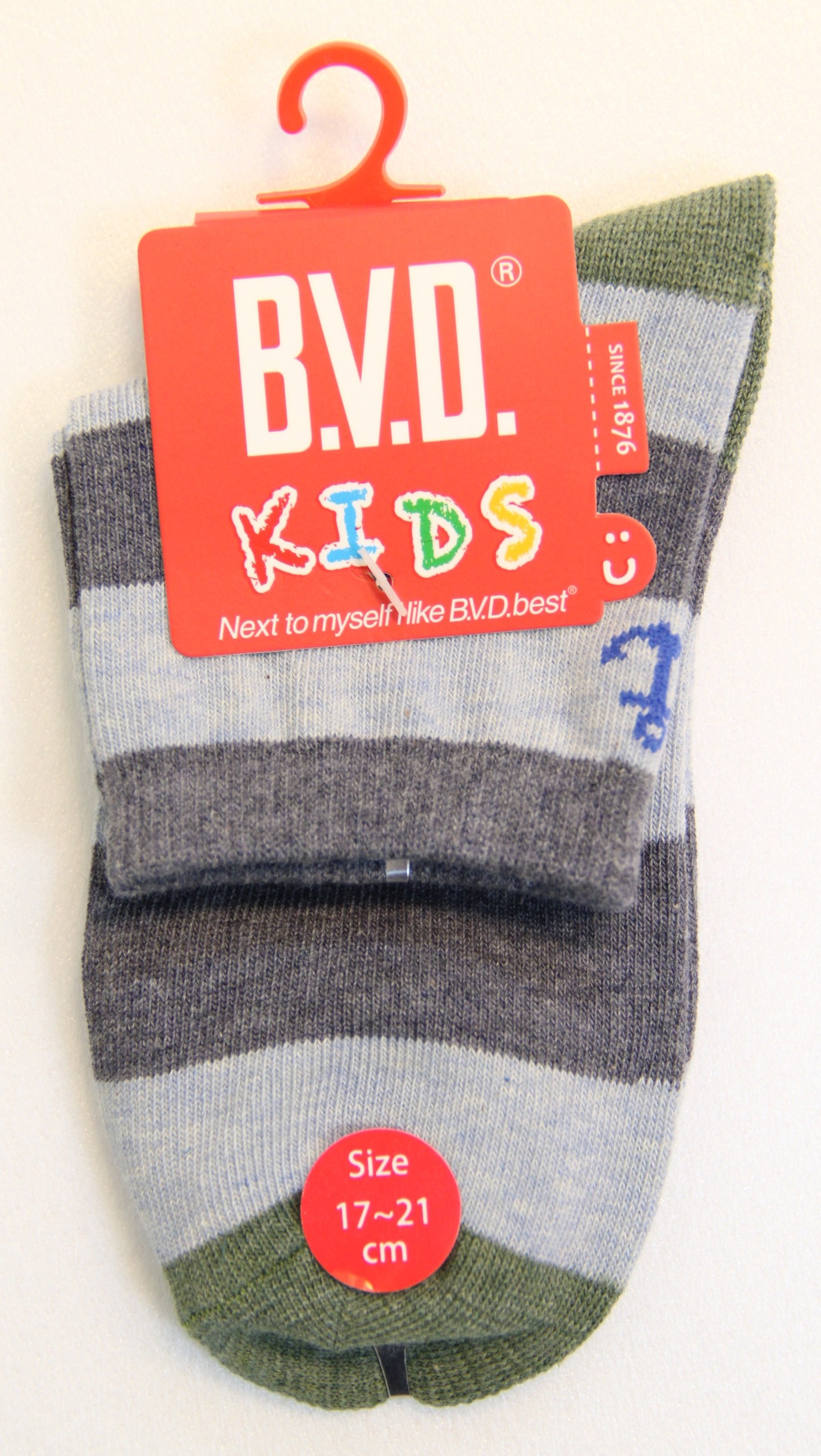 B.V.D條紋海錨3/4童襪(17-21CM)