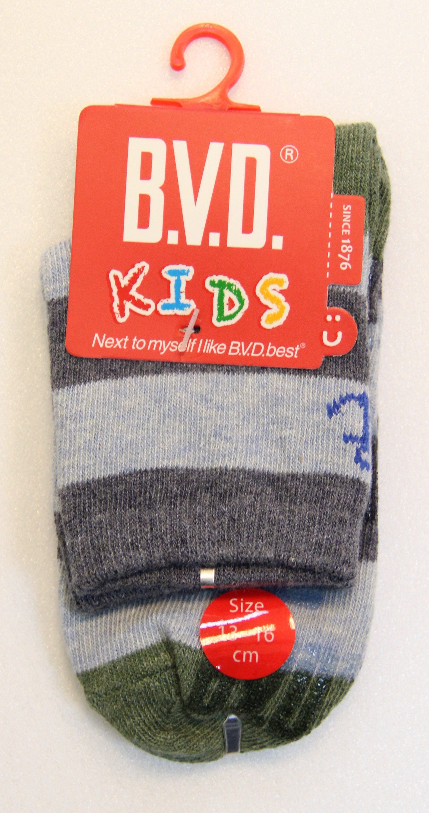 B.V.D條紋海錨3/4童襪(13-16CM)