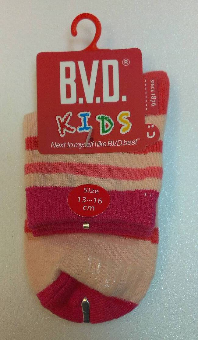 B.V.D舒適橫紋1/2童襪(13-16CM)