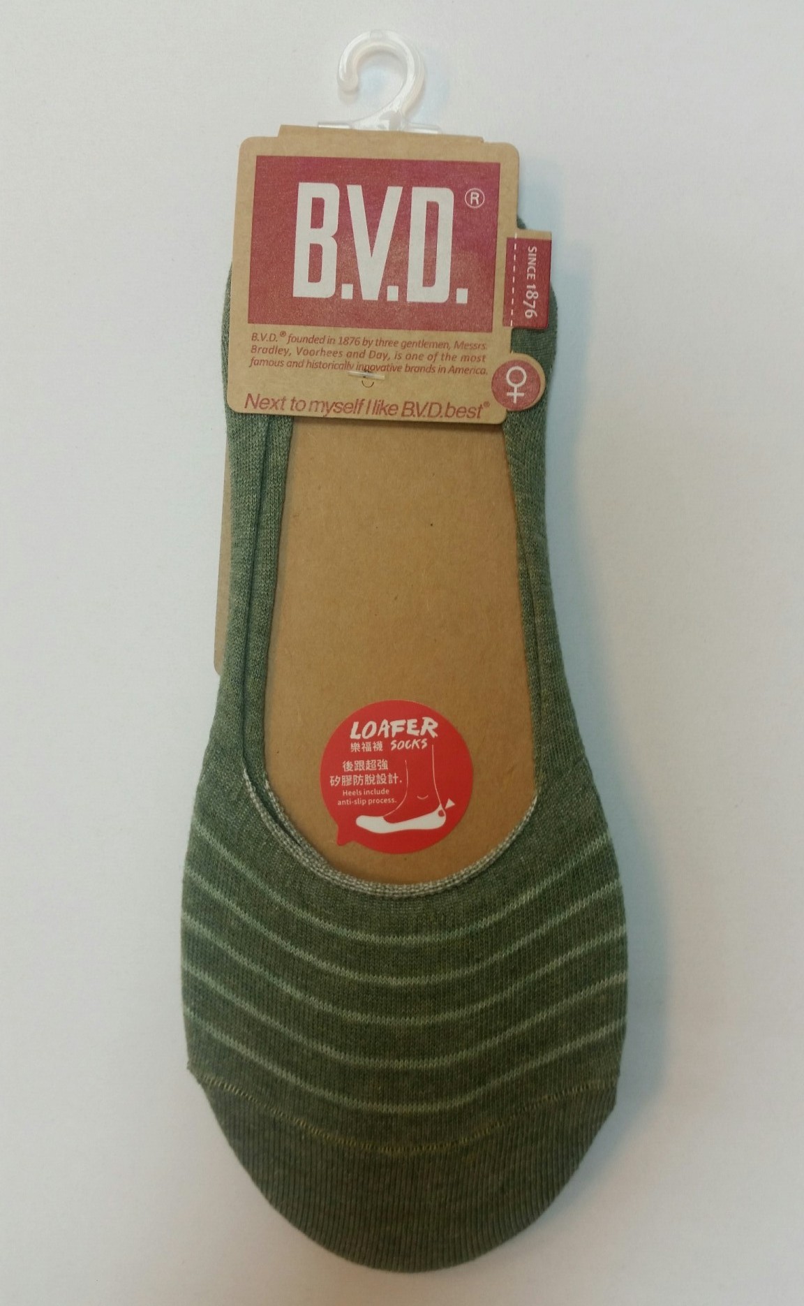 B.V.D簡約條紋休閒女襪套